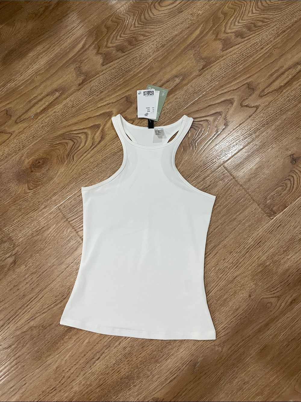 H&M White Ribbed Racerback Tank